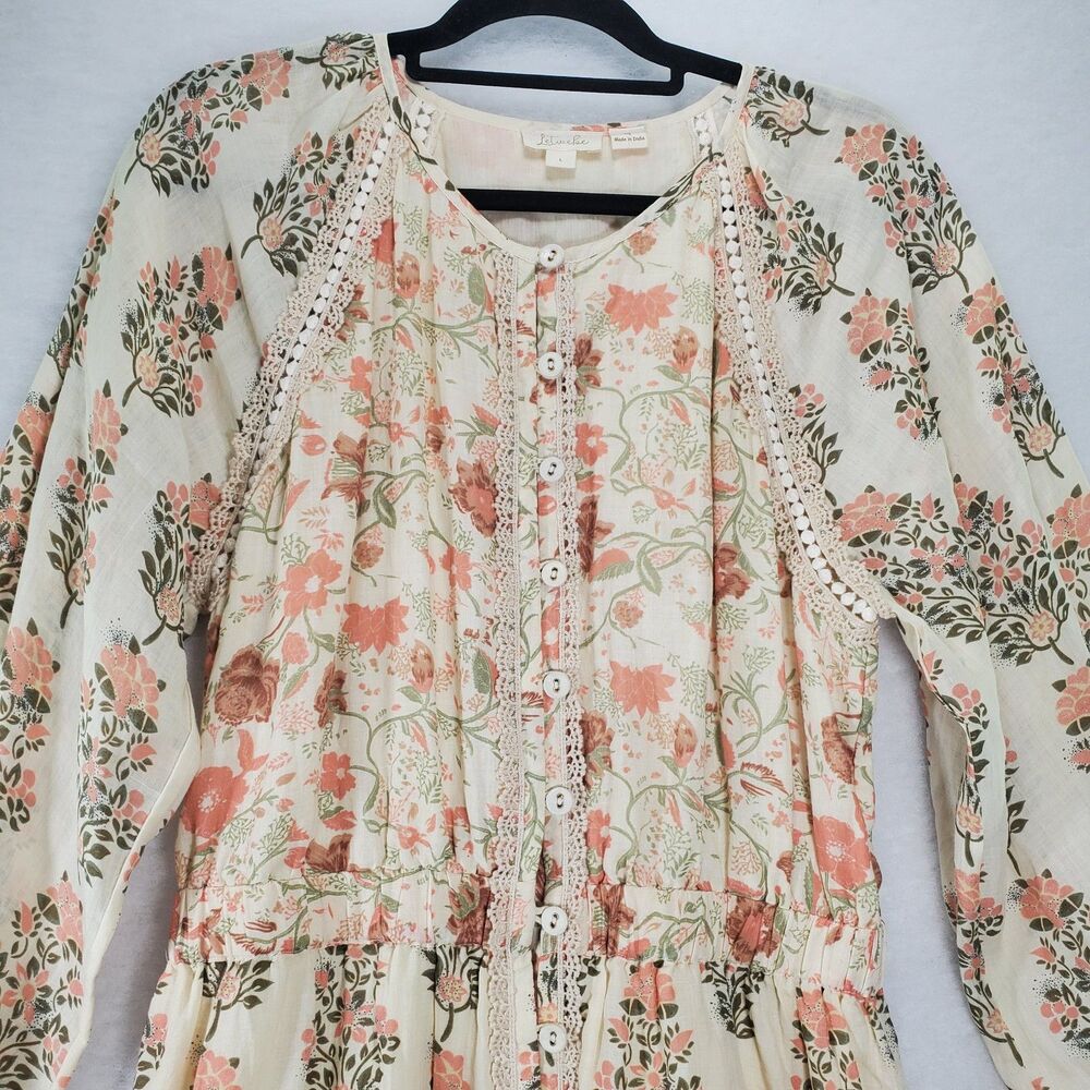 sz L Let Me Be Anthropology Wonton Flower Print Maxi Dress Free People Letmebe - Picture 7 of 14